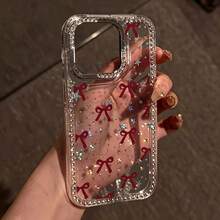 1件裝可愛星星元素蝴蝶結彩繪透明防震高級手機殼，適用於 iPhone 17 17 Pro 17 Pro Max 16/15/XR/16 Pro Max/13 Pro Max/14 Pro Max/13/14/11/12/14，時尚加厚保護殼，春季復活節禮物 - 透明3 - 查看 4