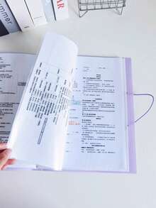 A4 Folder 40 Pages Transparent Pocket Document Organizer Back To School Essential Student Use Exam Paper Storage Bag Sheet Music Songbook Storage Album Certificate Collection Folder Office File Folder Loose Leaf Binder - Single Piece - View 6