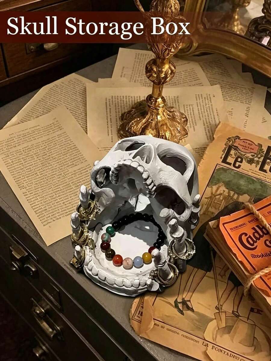 Creative Skeleton Jewelry Organizer Decorative Ornaments Resin Craft Creative Home Decor Tray Storage Ornaments ,Room Decor - 1PC - View 1