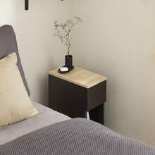 Mesita de noche estrecha SoBuy de 20 cm con cajón, mesa auxiliar que ahorra espacio para habitaciones pequeñas, dormitorio, sala de estar, color negro, 20x35x60 cm, FBT111-SCH - Negro - Ver 11