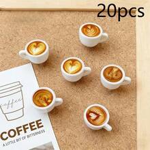 15/20pcs Coffee Cup Decorative Push Pins, Cute Latte Art Coffee Cup Shaped Thumb Tacks, Random Styles, For Bulletin Board, Desk Decor And Cork Board Accessories, Pins, Room Decor, Thumb Tacks - A - View 7