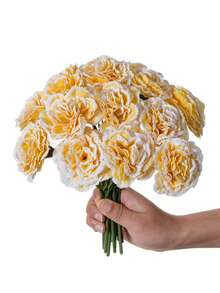 5/10pcs 29cm Artificial Carnations, Silk Fake Flowers, Mother's Day, Valentine's Day, Wedding Centerpiece Decoration, Bridal Shower Gift, Table Decor, Home Party, Birthday Decoration, Valentine's Day Gift, Graduation Gift - Yellow - View 2