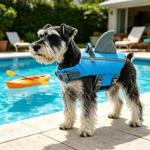 Metglad Chaleco salvavidas para perros, diseño lindo de aleta de pez, chaleco de natación para mascotas, alta reflectividad y excelente flotabilidad, equipado con asa de rescate resistente y anillo de remolque, tamaño ajustable, adecuado para perros pequeños, medianos y grandes - Celeste - Ver 7