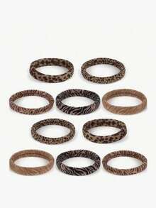 1/20Pcs Random Leopard Print Soft Scrunchies, Elastic & Hair-Friendly Diameter, Multi-Color Options, Treasure For Ponytail Lovers Hair Ties Elastics Rubber Bands - Multicolor - View 6