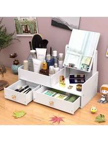 caja de almacenamiento de cosméticos con espejo - C - Ver 7