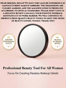 1 pieza Espejo de maquillaje con aumento de 10x/20x/50x/60x con base de succión, tamaño portátil, adecuado para baño, viaje, oficina, maquillaje de ojos y arreglo personal - Negro - Ver 8
