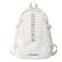 Großer, minimalistischer Unisex-Campusrucksack mit Laptopfach, ideal für Reisen, Schule und den Alltag für Schüler der Oberstufe sowie Studenten - Weiß - Übersicht 1