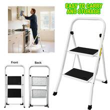 2 Step Ladder Portable Folding 2 Step Stool Heavy Duty Steel Ladder With Hand Rail And Anti-Slip Wide Pedal, Lightweight Stepladder For Home And Kitchen Use, 330lbs Capacity - 2 steps-steel - 查看 1