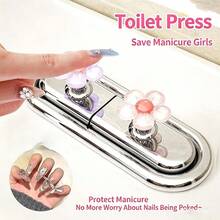 Cute Flower Toilet Flush Button, Creative Bathroom Water Tank Flush Switch For Long Nails Nail Art - B - View 10