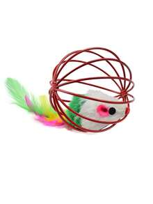 1/4pcs Colorful Cage Mouse Cat Toys With Feathers, Interactive Rolling Ball And Plush Mouse Set, Cat Boredom Relief Self-Play Toys, Keep Your Cat Entertained For Hours - Mouse Toy - View 8