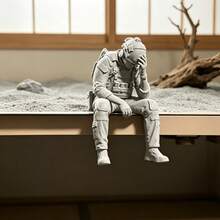 Fun And Tired Soldier Sitting Figure - Mini Tactical Figurine Collection Model - Desktop, Case, Bookshelf, Window Sill Decoration Gift - Soldier Sitting Pose Figurine - View 3