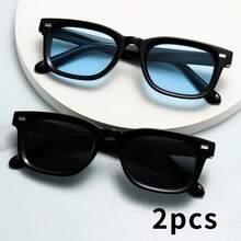 2pcs Men's Rectangular Small Frame High Quality Personalized Minimalist Fashion Glasses, Suitable For Parties, Travel, Casual, Vacation, Beach And Daily Use - 2pcs - View 6