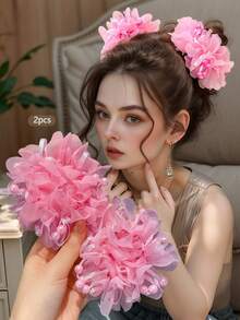 2 Cute Floral Headbands, Suitable For Daily Wear And Performances - Multicolor - View 2