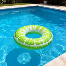 Adult Inflatable Swim Ring, Fruit Print Pool Float, Watermelon/Lemon/Lime/Orange/Kiwi/Dragon Fruit PVC Floating Ring - Lime Swimming Ring - View 1