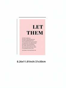 1 Stück rahmenloses "Let Them" rosa minimalistisches Schriftart inspirierendes Leinwandposter - positive Büro- & neutrale Wohnheim-Wanddekoration, Wohnzimmer, Schlafzimmer, Homeoffice Klassenzimmer, Raumdekoration Schlafzimmer, Drucke für die Wand, Poster, beste Geschenkwahl - Rosa und Schwarz - Übersicht 10