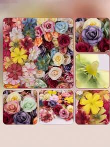 50/100PCS Mixed Color Artificial Flower Heads Set, Faux Decorative Flower Heads For Wedding Decoration, Room Decor, Tabletop Wall Decor, Home Ornament, Cake Decoration DIY, Birthday, Holiday Gift - Multicolor - View 4