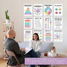 12 Pcs Mental Health Posters, Anxiety Therapy Office Decor, Counseling Office Must Haves, 10''x14'Back To School Counselor Supplies, Wall Art Decor Home Classroom Therapist Mental Health Gifts - Multicolor - View 5