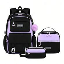3pcs Girls Fashion Backpack, Portable Small Bag And Handbag Set, Lightweight With Adjustable Shoulder Strap, Multi-Compartment Large Capacity Backpack, Double Zipper Closure, Fade-Resistant, Wipe Clean - Suitable For School, Travel And Daily Use - Sets - View 2