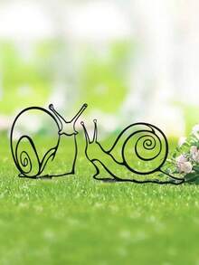 1pc Outdoor Metal Iron Snail Decoration, Garden Yard Balcony Flower Pot Stake - A - View 5