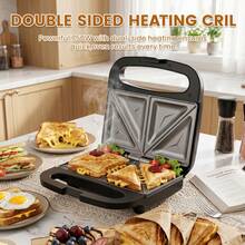 SUPERLEX 750W Sandwich Maker, Deep-Grooved Toaster,  Non-Stick Coating Heating Plate, Removable Deep-Grooved Baking Tray For Easy Cleaning, LED Indicator Light, Cool-Touch Handle And Non-Slide Bottom Feet, Fast Heating, Essential For Breakfast And Aftern - 英規插(220-240V) - 查看 6