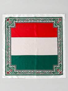 1 pieza Pañuelo cuadrado de 90*90cm con estampado de fútbol de la Copa del Mundo de Brasil para mujeres, bandana de satén para fans de deportes - Verde - Ver 4