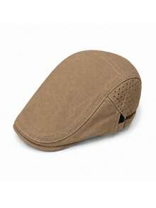 Topi Newsboy Berongga dan Bernapas, Warna Polos, Gaya Baru Musim Gugur/Dingin, Topi Beret Unisex, Topi Baseball Kasual Luar Ruangan - Sisi-sisi yang berongga - View 14