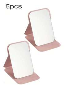 1pc Portable Makeup Mirror, Solid Color, PU Leather Material, Minimalist Cute Compact Design, Foldable, Birthday/Graduation Gift, Home Decor, Back To School Supplies, Giveaway, Travel Essential Affordable Item - Multicolor - View 16