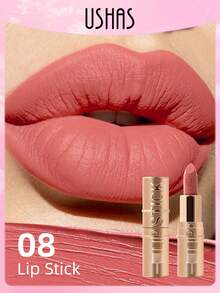 USHAS Gold Tube Matte Lipstick 7 Colors, Silky & Lightweight, Non-Drying Creamy Texture, Natural & Long-Lasting Color - #08 Coral Nude - View 7