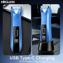 Men's Electric Body Hair Trimmer, Suitable For Full Body Shaving And Trimming, Multi-Functional Personal Care Product, USB Rechargeable, With Base, Great Companion For Home Or Travel, Battery Capacity 500mAh - Blue - View 12
