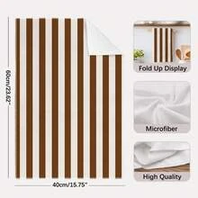 2PCS Kitchen Towels Coffee Color Plaid Striped Print Microfiber Kitchen Towels, Modern Minimalist Style 40*60cm Rectangular Dish Cloth, Tablecloth, Hand Towel, Kitchen Decor, Home Decor, Neighbor Housewarming Gift, Kitchen Bathroom Supplies Home Essentials - Khaki - View 4