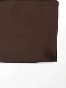 Top de satén de unicolor con cuello halter y espalda descubierta para primavera/verano - Café integral - Ver 6