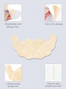2/4 Pairs Plus Size Breathable Invisible Lace Breast Lift Tape, Random Print, Suitable For Strapless Wedding Dress, Large Breast Lift Tape - Multicolor - View 6