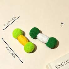 Juego de 2 piezas, Pelota de fieltro para mascota conejo con campana incorporada en forma de mancuerna - El conejo muerde y golpea el juguete - Consume la energía del conejo - Fácil de jugar - El sonido de los golpes atrae el interés de la mascota - Juguete para conejo - A - Ver 10