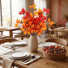 4 Bundles Artificial Maple Leaf Branches, Maintenance-Free Faux Greenery, UV-Resistant Plant Decor, Suitable For Autumn Decoration, Thanksgiving, Tabletop Arrangement, Dining Table Centerpiece, DIY Decor, Party Setup, Gift, Perfect Floral Decoration - Multicolor - View 2