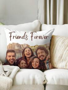 1 pièce Taie d'oreiller personnalisée avec photo - Taie d'oreiller imprimée recto-verso, Taie d'oreiller personnalisée avec photo, Anniversaire d'amitié, Cadeau d'anniversaire - Cadeau idéal pour les couples, la famille, les amis - Fibre de polyester durable, convient pour le canapé, le lit, la voiture, la salle de thé, la chambre, la salle de bain, le salon, la salle à manger, etc. - Champagne - Voir 4