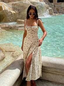 Strappy Dress With French Slit For Summer Vacation 2026 - 綠色 - 查看 4