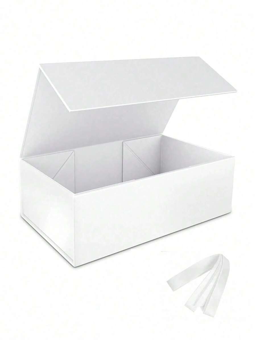 White Foldable Gift Box, Gift Packaging Box, Luxury Gift Box Set, Suitable For Family And Friends Universal Gift Box, Holiday Gifts, Suitable For Groomsman Proposal, Wedding, Christmas, Halloween, Birthday Gift Box For Boyfriend (Includes Ribbon)