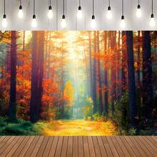 1pc Autumn Landscape Fallen Leaves Background 5x3ft Fallen Leaves Mountain Road Photography Backdrop Tree And Yellow Autumn Leaves View Studio Prop - 5 - View 1