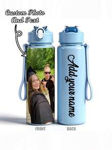 Personalized Custom Name Pattern Water Bottle, Leak-Proof Sports Water Bottle, Graduation/Birthday/Back To School Gift, Gift For Sisters, Classmates, Friends, Suitable For Outdoor Hiking, Cycling, Fitness, Teacher's Day Gift, Thanksgiving Gift - Multicolor - View 4