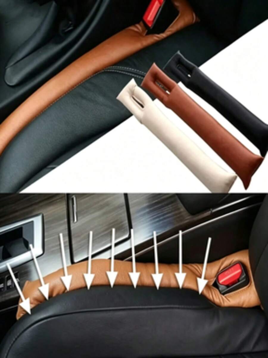 2/1pc Universal Car Seat Gap Filler Pad, Soft Anti-Leak Cushion, Faux Leather Gap Filler, Isolation Pad, Car Interior Decoration - A - View 1