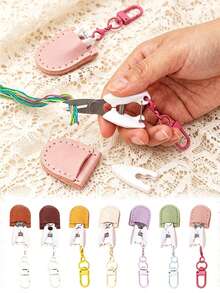 1pc DIY Pendant Exquisite Handmade Sewing Scissors Set, Mini Knitting Scissors With Leather Protective Cover, Perfect For Crochet, Embroidery, Knitting, Cross Stitch Thread Cutting, Craft Scissors, Embroidery Scissors, Cross Stitch Scissors, Tool Keychain, Yarn Scissors, Bag Charm, Car Keychain, Keychain Accessories, Women's Keychain, Birthday Gift. - Multicolor - View 1
