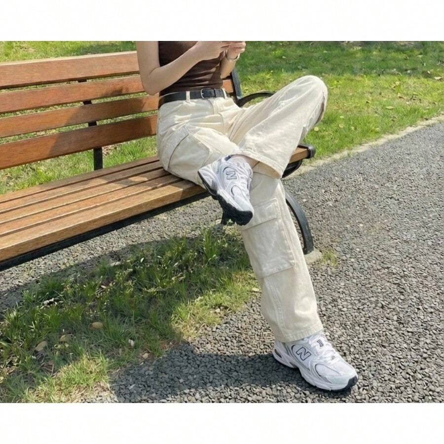 Damen Herren Y2K Millennium Sneaker N Marke Silber Weiß atmungsaktives Mesh-Obermaterial ENCAP ABZORB doppelte Dämpfung flache Sohle niedriger Profil Laufschuhe - Weiß/Silber - Übersicht 1