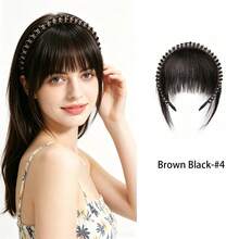 Bando Kepang dengan Lingkaran Rambut, Aksesori Rambut Gaya Baru dengan Poni Depan Berhiaskan Rhinestone, Lingkaran Rambut Kepang dengan Poni Udara, Potongan Ekstensi Rambut Serat Tahan Panas, Menutupi Uban di Dahi & Pelipis Secara Instan, Untuk Pemakaian Sehari-hari & Pesta - MultiWarna - View 10