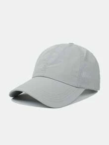 1 pieza Gorra de béisbol de malla transpirable de color negro sólido para mujer, gorra ajustable con cierre a presión para el verano - De secado rápido y transpirable - Ver 5