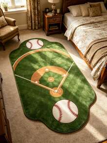 1pc Baseball Field Shaped Decorative Rug, Bedroom Decor, Floor Mat, Carpet, Home Decor, Living Room Rug, Small Living Room Rug, Bedroom Carpet, Living Room Home Decor, Outdoor Rug, Washable Carpet - Multicolor 3 - View 4