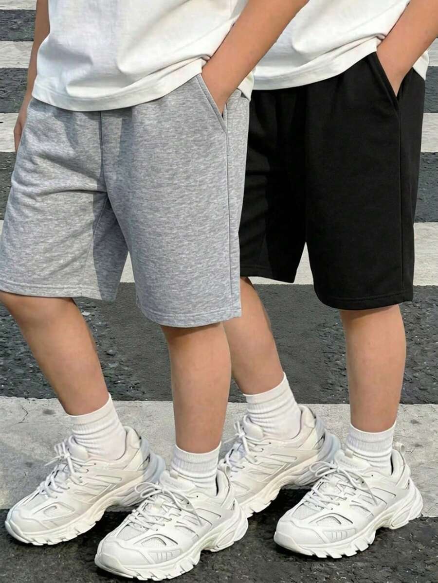 2条装 男童时尚休闲百搭户外运动舒适直筒短裤 - 彩色 - 查看 1