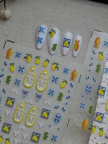 1 Bohemian Style Nail Art Stickers, Lemon, Fish Phone Case DIY Stickers, Fruit Painting Nail Art Stickers - Multicolor - View 4