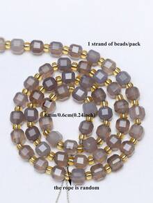 1 Strand 6/8/10mm Natural Grey Agate Stone Beads Faceted Square Cube Beads For Jewelry Making Diy Bracelet Beading Accessories - Multicolor - View 12