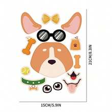 6/12pcs Cartoon Dog Stickers For Kids, DIY Dress-Up Stickers, Holiday Party Favor Bag Fillers, Classroom Craft Stickers - Multicolor - View 2