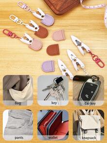 1pc DIY Pendant Exquisite Handmade Sewing Scissors Set, Mini Knitting Scissors With Leather Protective Cover, Perfect For Crochet, Embroidery, Knitting, Cross Stitch Thread Cutting, Craft Scissors, Embroidery Scissors, Cross Stitch Scissors, Tool Keychain, Yarn Scissors, Bag Charm, Car Keychain, Keychain Accessories, Women's Keychain, Birthday Gift. - Multicolor - View 10